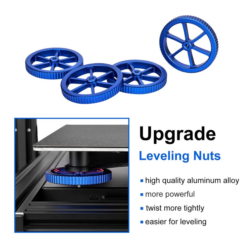 Sovol Upgraded 4pcs Aluminum Hand Twist Leveling Nut & 8pcs Heatbed Silicone Leveling Column Mounts for SV01/SV02/SV03/SV04, Ender 3/3 Pro/3 V2, Ender 5/5 Plus/5 Pro, CR-10, CR10S/10S Pro 3D Printer - Image 2